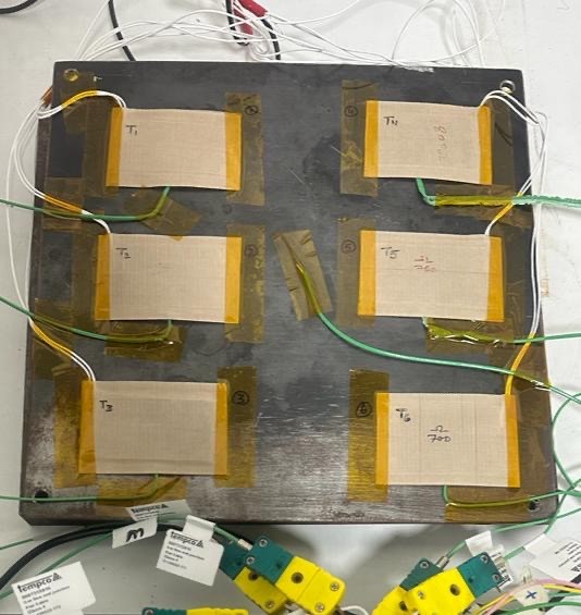 Surface heaters on test plate